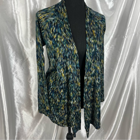 Alfani Watercolor Open Front Cardigan – Blue Green Multicolor Knit | Size Medium - Picture 1 of 8